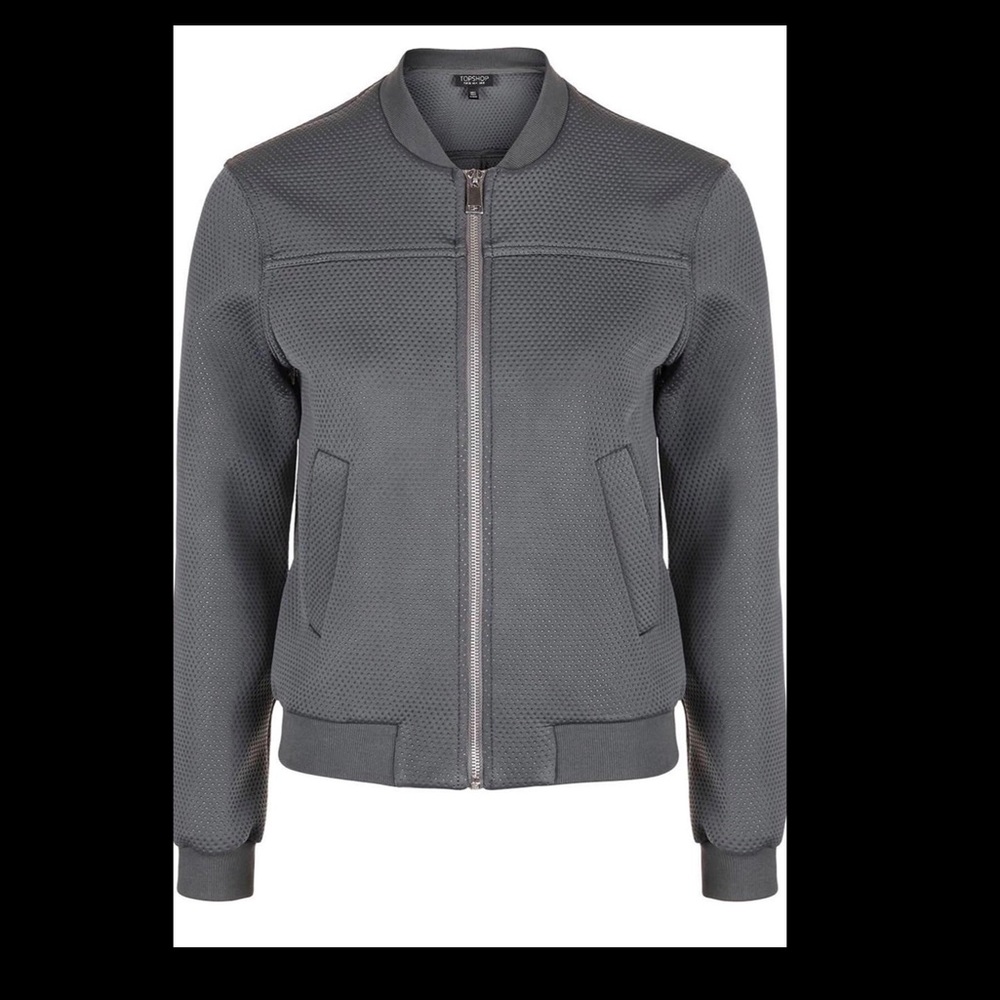 Topshop grey lunch bomber jacket sauce US 2